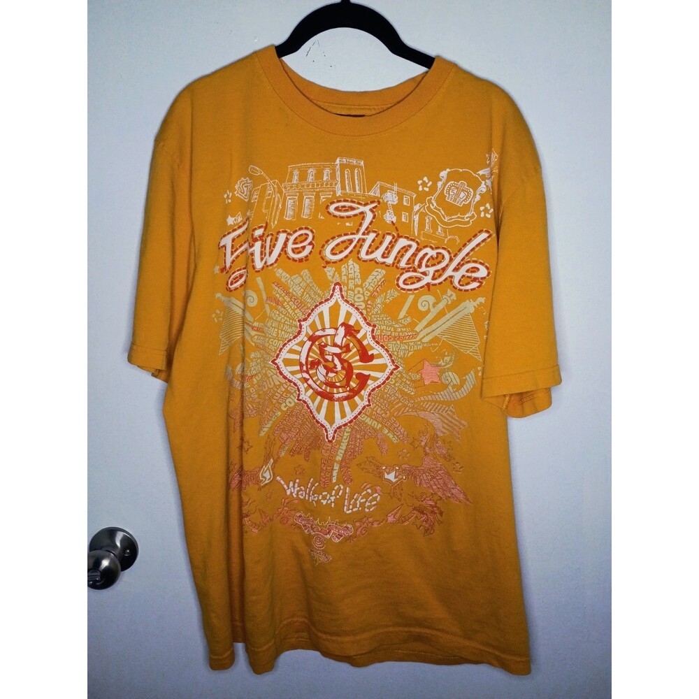 Five Jungle Graphic T Shirt Mens XL Orange Big Logo Casual Streetwear Tee